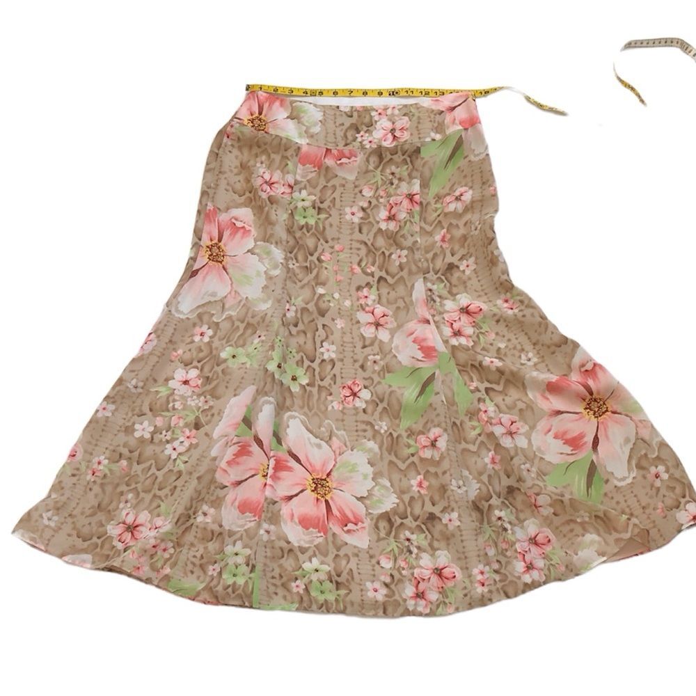 Studio by Liz Claiborne Women’s Beige Pink Abstract Floral Midi Skirt Size 8 - Picture 4 of 9